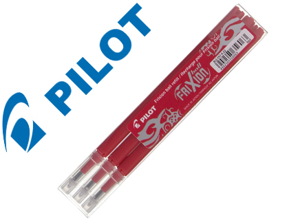 3 recambios bolígrafo Pilot Frixion borrable tinta roja